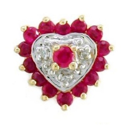N327 14K HEART RUBY AND DIAMOND SLIDE 